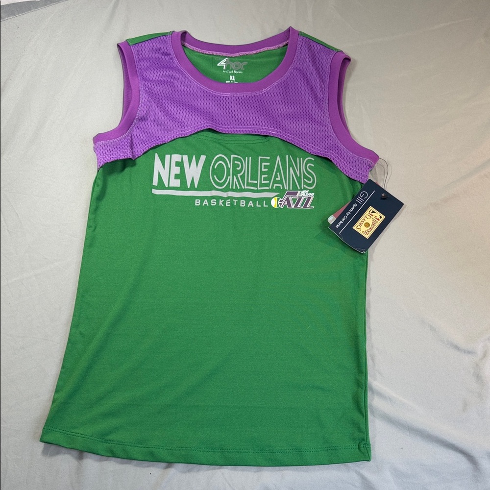 New Orleans Jazz Colorblock Sleeveless Top - Green & Purple Size XL